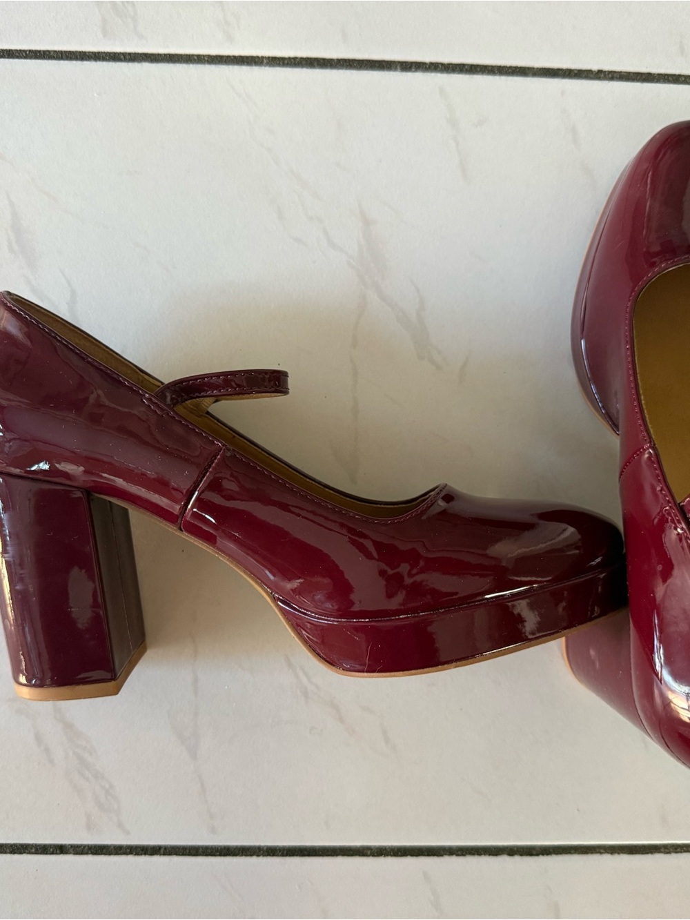 Steve Madden Burgundy Patent Mary Jane Heels - Picture 3 of 3